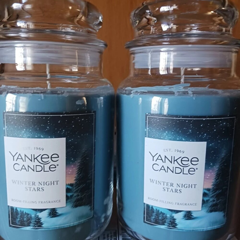 2 NEW YANKEE CANDLE Winter Night Stars Large Jar Candles 22oz Original Jars